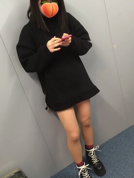 「mixxmixのアイテム（トップス、ブラック系）」を使った、yunaさん（レディース・160cm）の冬コーディネート