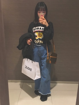 「ZARA（ザラ）のアイテム（トップス、ブラック系）」を使った、yunaさん（レディース・160cm）の春コーディネート