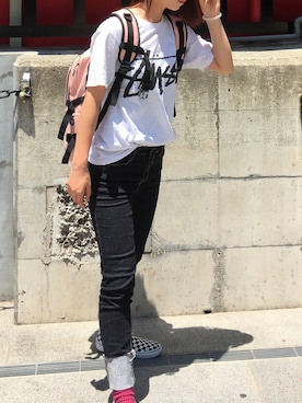「OLDMICKEY （オールドミッキー）のアイテム」を使った、yunaさん（レディース・160cm）の夏コーディネート