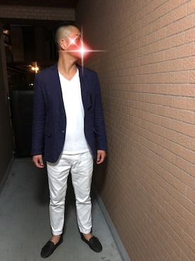 「Minnetonka（ミネトンカ）のアイテム（モカシン/デッキシューズ）」を使った、rintosaku &  8さん（メンズ・180cm）の夏コーディネート