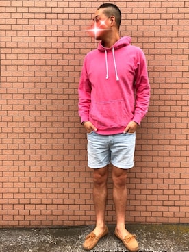 「Minnetonka（ミネトンカ）のアイテム（モカシン/デッキシューズ）」を使った、rintosaku &  8さん（メンズ・180cm）の春コーディネート