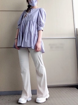 「Heather（ヘザー）のティアードチュニックブラウス　885432（シャツ/ブラウス）」を使った、みっちゃそさん（レディース・165cm）の春コーディネート