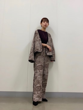 「kbf_ootd」｜「アイテム（ノーカラージャケット）」を使った、せんちゃんさん（レディース・155cm）の秋コーディネート