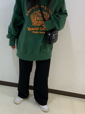 「152cm」｜「アイテム（スウェット）」を使った、遥さん（レディース・152cm）の冬コーディネート