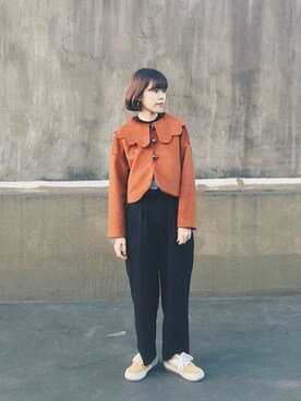 「Lulus（-）のアイテム（パンツ）」を使った、安吉🍀さん（レディース・161cm）の冬コーディネート