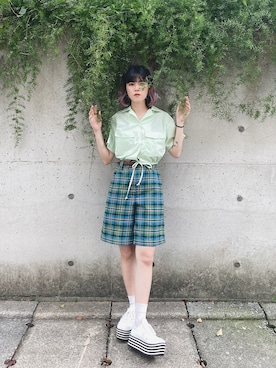 「オリジナル」｜「アイテム（その他）」を使った、安吉🍀さん（レディース・161cm）の夏コーディネート