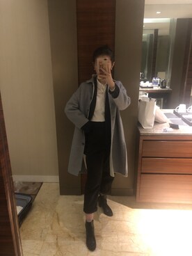 「Handmade（ハンドメイド）のアイテム（ピーコート）」を使った、大倉氏拖油瓶さん（レディース・160cm）の冬コーディネート