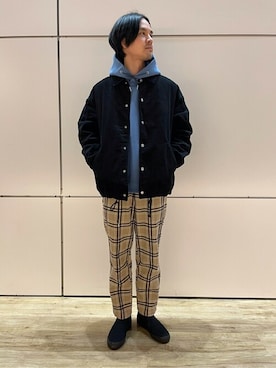 「417 EDIFICE（フォーワンセブンエディフィス）のアイテム（パーカー）」を使った、HIROSEさん（メンズ・174cm）の冬コーディネート