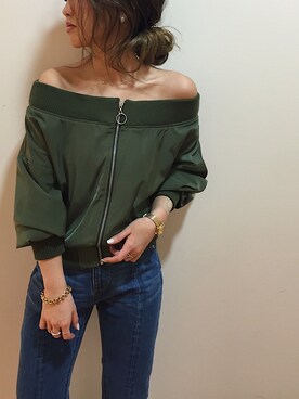 「UNRELISH」｜「アイテム（MA-1）」を使った、ishida_meiさん（レディース・155cm）の冬コーディネート