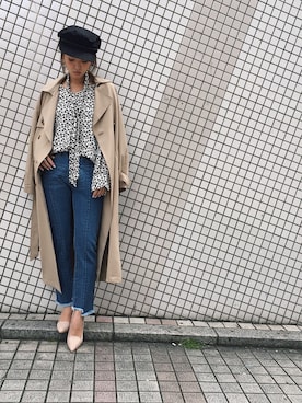 「アイテム（トレンチコート）」を使った、ishida_meiさん（レディース・155cm）の春コーディネート