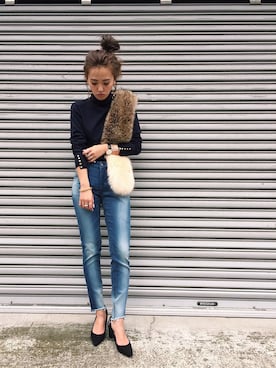 「アイテム（ネックウォーマー/スヌード）」を使った、ishida_meiさん（レディース・155cm）の秋コーディネート