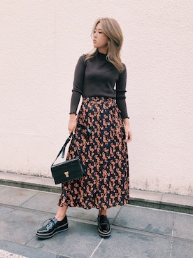 「UNRELISH（アンレリッシュ）のアイテム（スカート）」を使った、ishida_meiさん（レディース・155cm）の秋コーディネート