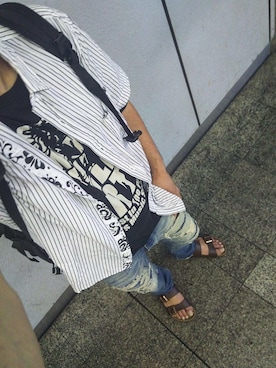 「BIRKENSTOCK（ビルケンシュトック）の＜BIRKENSTOCK（ビルケンシュトック）＞ ARIZONA BIRKOFLOR/サンダル¨ ◆（サンダル）」を使った、ひでさん（メンズ・176cm）の夏コーディネート