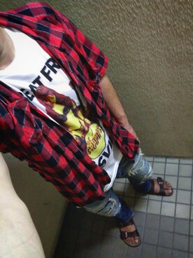 「BIRKENSTOCK（ビルケンシュトック）の＜BIRKENSTOCK（ビルケンシュトック）＞ ARIZONA BIRKOFLOR/サンダル¨ ◆（サンダル）」を使った、ひでさん（メンズ・176cm）の夏コーディネート