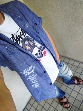 「BIRKENSTOCK（ビルケンシュトック）の＜BIRKENSTOCK（ビルケンシュトック）＞ ARIZONA BIRKOFLOR/サンダル¨ ◆（サンダル）」を使った、ひでさん（メンズ・176cm）の夏コーディネート