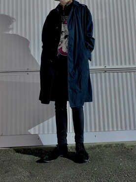 「no brand（ノーブランド）のアイテム（トレンチコート）」を使った、りゅーがさん（メンズ・182cm）の秋コーディネート