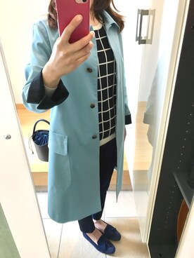 ステンカラーコートを使った 水色コート のレディース人気ファッションコーディネート Wear
