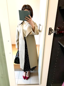 「トゥモローランド」｜「アイテム（トレンチコート）」を使った、ちなつさん（レディース・158cm）の秋コーディネート