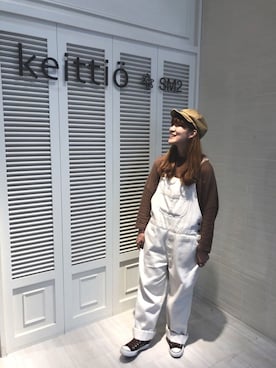 「Samansa Mos2 blue（サマンサモスモスブルー）のアイテム（キャスケット）」を使った、つるおかさん（レディース・156cm）の秋コーディネート