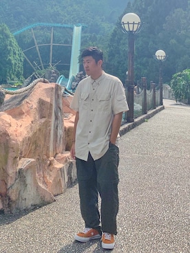 「FIELDのアイテム」を使った、Yi Gaoさん（メンズ・170cm）の夏コーディネート