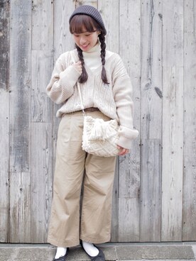「salut!（サリュ!）のアイテム（帽子）」を使った、airinkoさん（レディース・148cm）の冬コーディネート