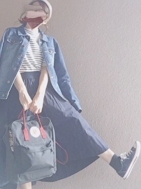「しまむら（シマムラ）のアイテム（Tシャツ/カットソー、ホワイト系）」を使った、shiotanさん（レディース）の春コーディネート