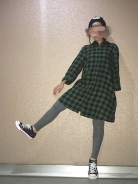 「秋冬」｜「アイテム（シャツワンピース）」を使った、shiotanさん（レディース・153cm）の秋コーディネート