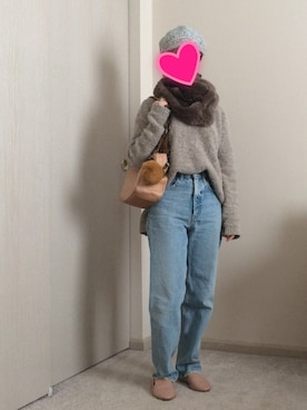 「Halogen（-）のアイテム」を使った、Allisonさん（レディース・145cm）の冬コーディネート