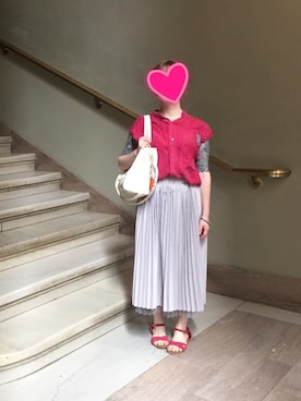 「赤い靴」｜「アイテム（サンダル）」を使った、Allisonさん（レディース・145cm）の夏コーディネート