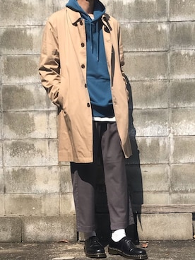 「レイヤードstyle」｜「アイテム（ステンカラーコート）」を使った、ノエル（40代お洒落コーデ）さん（メンズ・178cm）の冬コーディネート