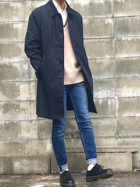 「レイヤードstyle」｜「アイテム（ステンカラーコート）」を使った、ノエル（40代お洒落コーデ）さん（メンズ・178cm）の冬コーディネート