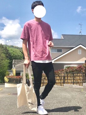 「HANES（ヘインズ）の【別注】 ＜Hanes（ヘインズ）＞ BEEFY-T/ビーフィー Tシャツ ◇ ：（Tシャツ/カットソー）」を使った、よじ【頑張らない40代コーデ】さん（メンズ・178cm）の春コーディネート