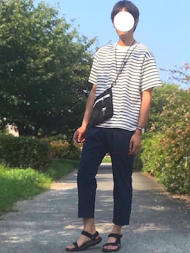 「アイテム（腕時計、ブルー系）」を使った、ノエル（40代お洒落コーデ）さん（メンズ・178cm）の夏コーディネート