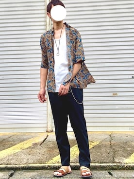「GLOBAL WORK（グローバルワーク）のアイテム（ウォレットチェーン）」を使った、ノエル（40代お洒落コーデ）さん（メンズ・178cm）の夏コーディネート