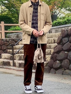 「フランネルシャツ」｜「アイテム（ブルゾン）」を使った、ノエル（40代お洒落コーデ）さん（メンズ・178cm）の秋コーディネート