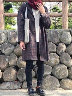 「Steven Alan（スティーブンアラン）のアイテム（チェスターコート）」を使った、ノエル（40代お洒落コーデ）さん（メンズ・178cm）の秋コーディネート