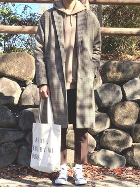 「coen（コーエン）のアイテム（チェスターコート）」を使った、ノエル（40代お洒落コーデ）さん（メンズ・178cm）の秋コーディネート