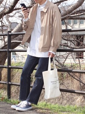 「Steven Alan（スティーブンアラン）のアイテム（ブルゾン）」を使った、ノエル（40代お洒落コーデ）さん（メンズ・178cm）の春コーディネート