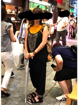 「レースタンク」｜「アイテム（アナログ腕時計）」を使った、ちすけさん（レディース・155cm）の夏コーディネート