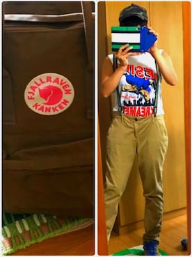 「アイテム（サスペンダー）」を使った、ちすけさん（レディース・155cm）の夏コーディネート