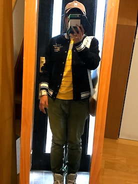 「Rodeo Crowns（ロデオクラウンズ）のアイテム（スタジャン）」を使った、ちすけさん（レディース・155cm）の秋コーディネート
