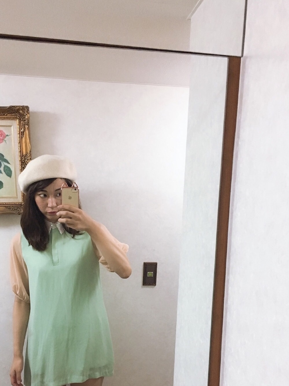 「chelseaのアイテム（ワンピース/ドレス、グリーン系）」を使った、◎さん（レディース・165cm）の夏コーディネートの1枚目の写真