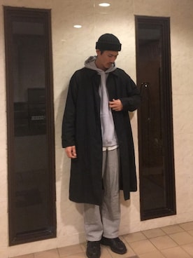 「LOOPWHEELER（ループウィラー）のアイテム（パンツ）」を使った、matyyyさん（メンズ・184cm）の春コーディネート