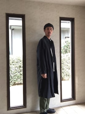 「LONDONFOG（ロンドンフォグ）のアイテム（ステンカラーコート）」を使った、matyyyさん（メンズ・184cm）の冬コーディネート