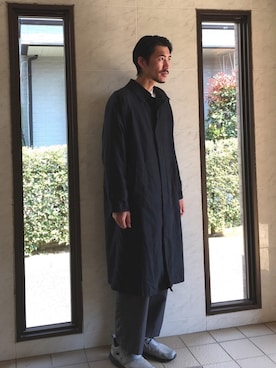 「LONDONFOG（ロンドンフォグ）のアイテム（ステンカラーコート）」を使った、matyyyさん（メンズ・184cm）の春コーディネート