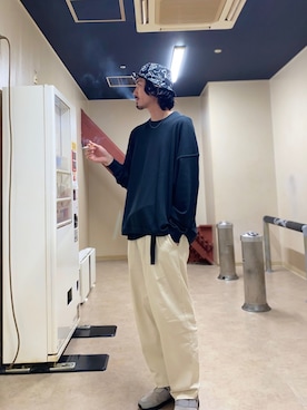 「TENBOX（テンボックス）のアイテム（帽子）」を使った、matyyyさん（メンズ・184cm）の秋コーディネート