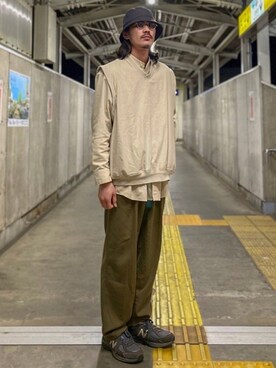 「Eddie Bauer（エディーバウアー）のアイテム（ベスト）」を使った、matyyyさん（メンズ・184cm）の春コーディネート