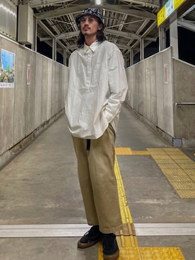 「TENBOX（テンボックス）のアイテム（帽子）」を使った、matyyyさん（メンズ・184cm）の春コーディネート