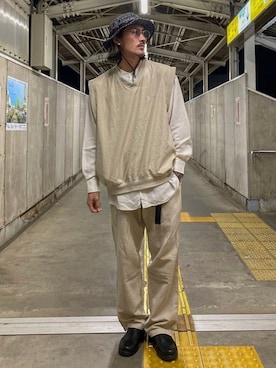 「Eddie Bauer（エディーバウアー）のアイテム（ベスト）」を使った、matyyyさん（メンズ・184cm）の春コーディネート