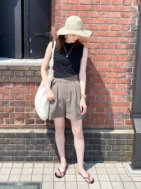 「Doux archives（ドゥアルシーヴ）のアイテム（帽子）」を使った、Hikariさん（レディース・169cm）の夏コーディネート